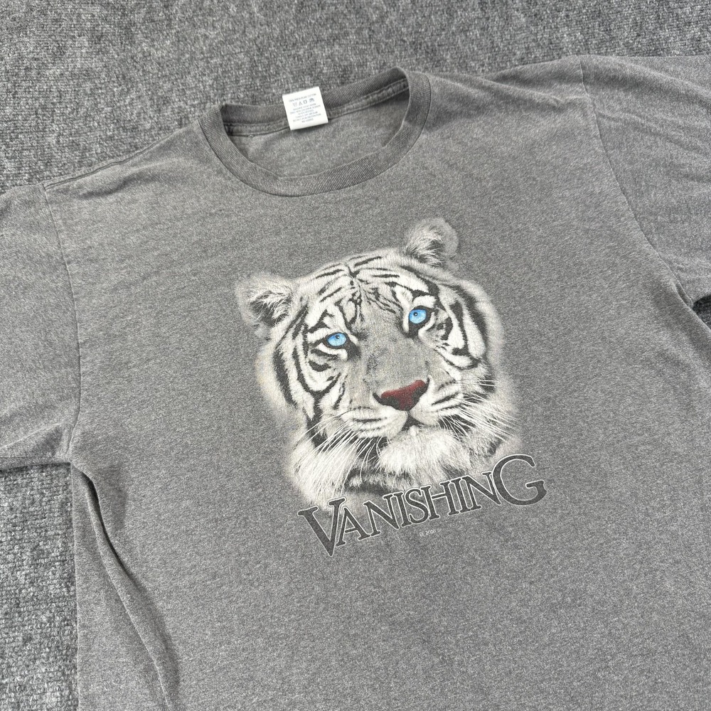 Vintage Aloré Vanishing White Tiger Shirt Mens XL Blue Eyes Graphic USA 2000s‎